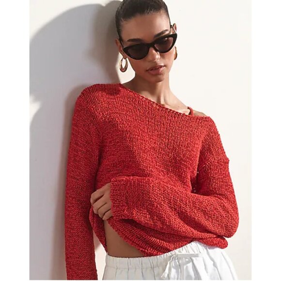 J. Crew NWOT Red Montauk Relaxed Sweater Size XS - Picture 1 of 7